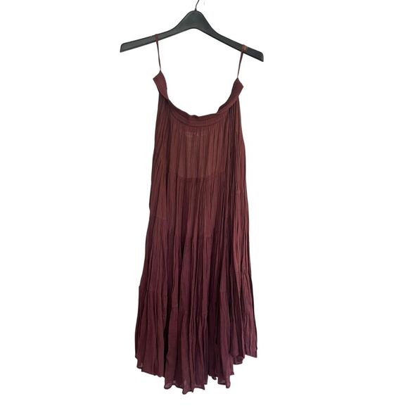 Sarah Arma 100% Cotton Boho Maxi Dress – Burgundy, Size L - Picture 1 of 3